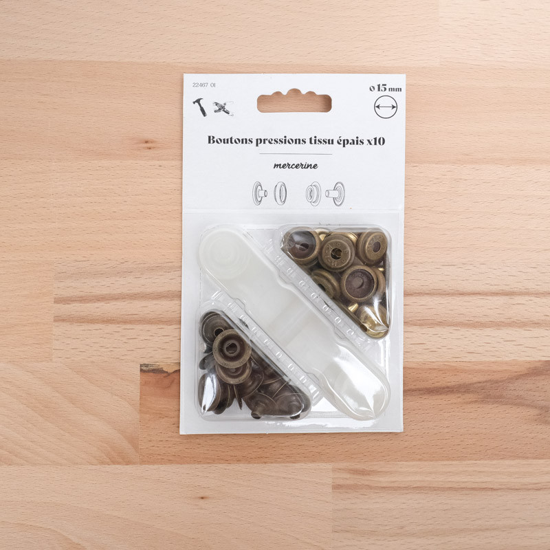Bouton Pression Tissu épais taille 15MM vieux bronze